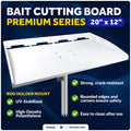 Fish Fillet Table / Cutting Board 20" x 12", Rod Holder Mount, White - FO3936 - Five Oceans