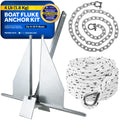 4 Lb Boat Fluke Anchor Kit, Hot Dipped Galvanized, Rope, Chain and Shackle - FO3939-4576 - Five Oceans