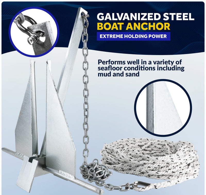 Fluke Anchor Kit - Marine-Grade Galvanized Steel - Five Oceans