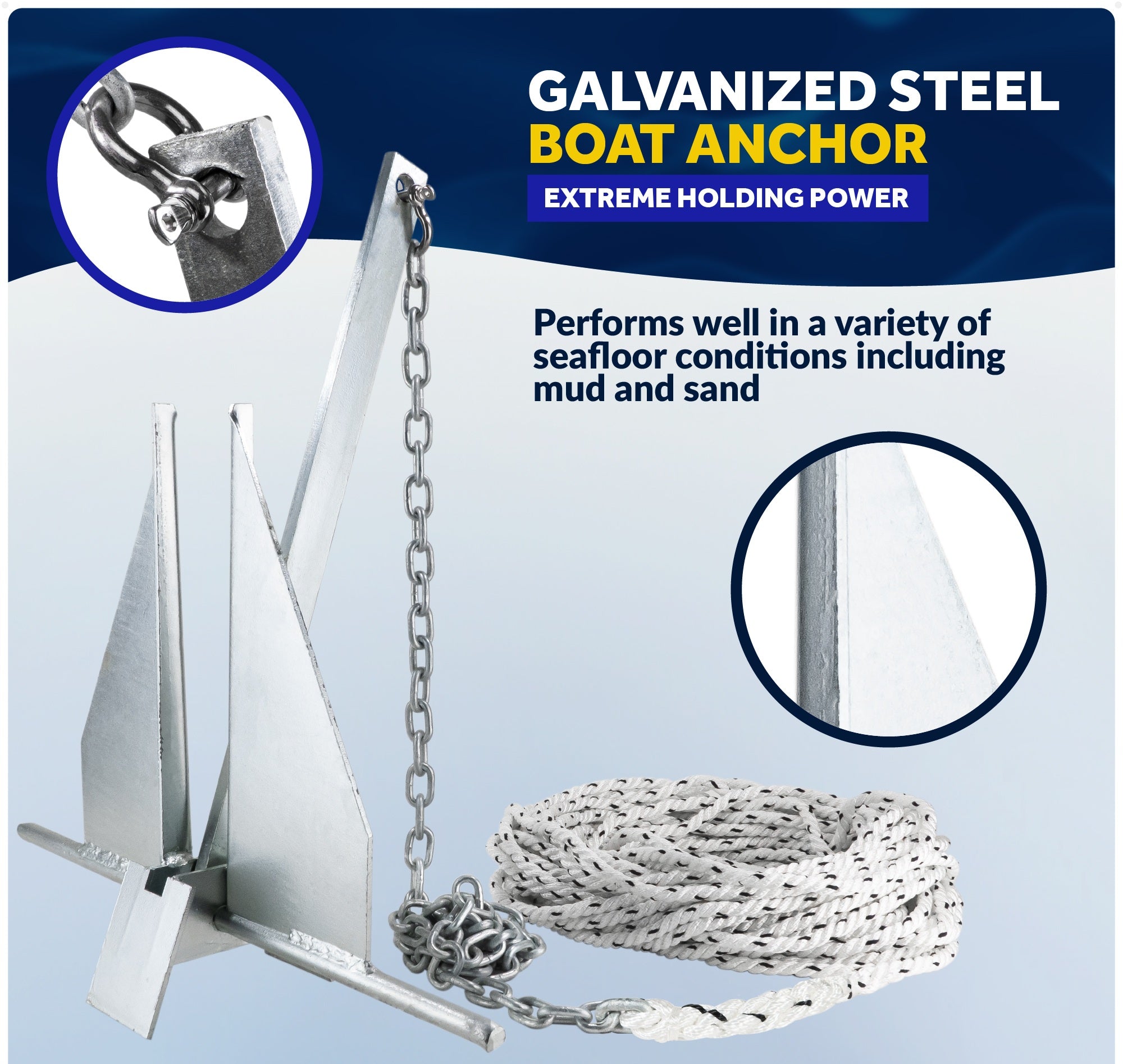 Fluke Anchor Kit - Hand-Spliced Rope & Chain