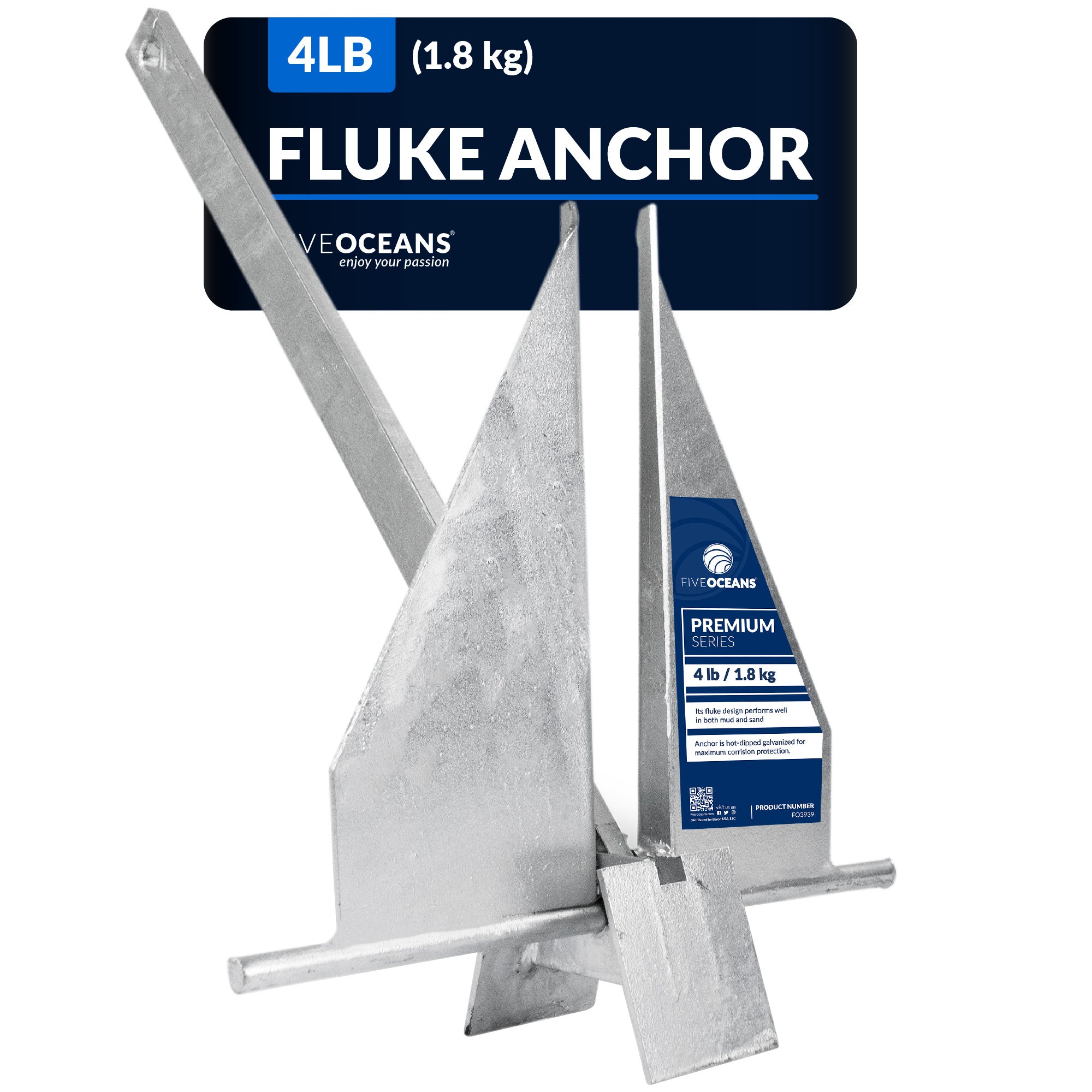Fluke Anchor, 4 Lb Hot Dipped Galvanized Steel - FO3939