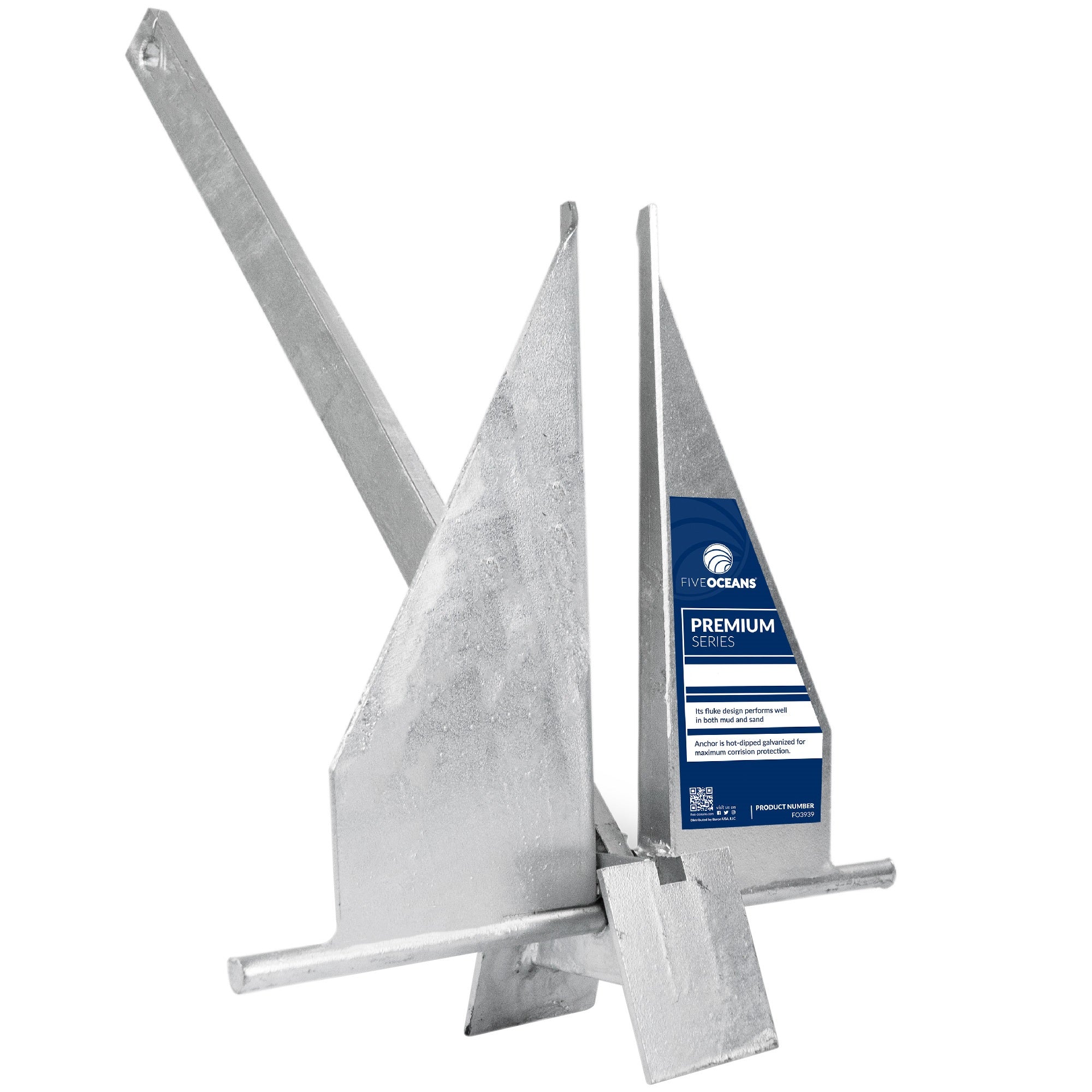 4 Lb. Fluke Anchor, Galvanized Steel - FO3939 - Five Oceans