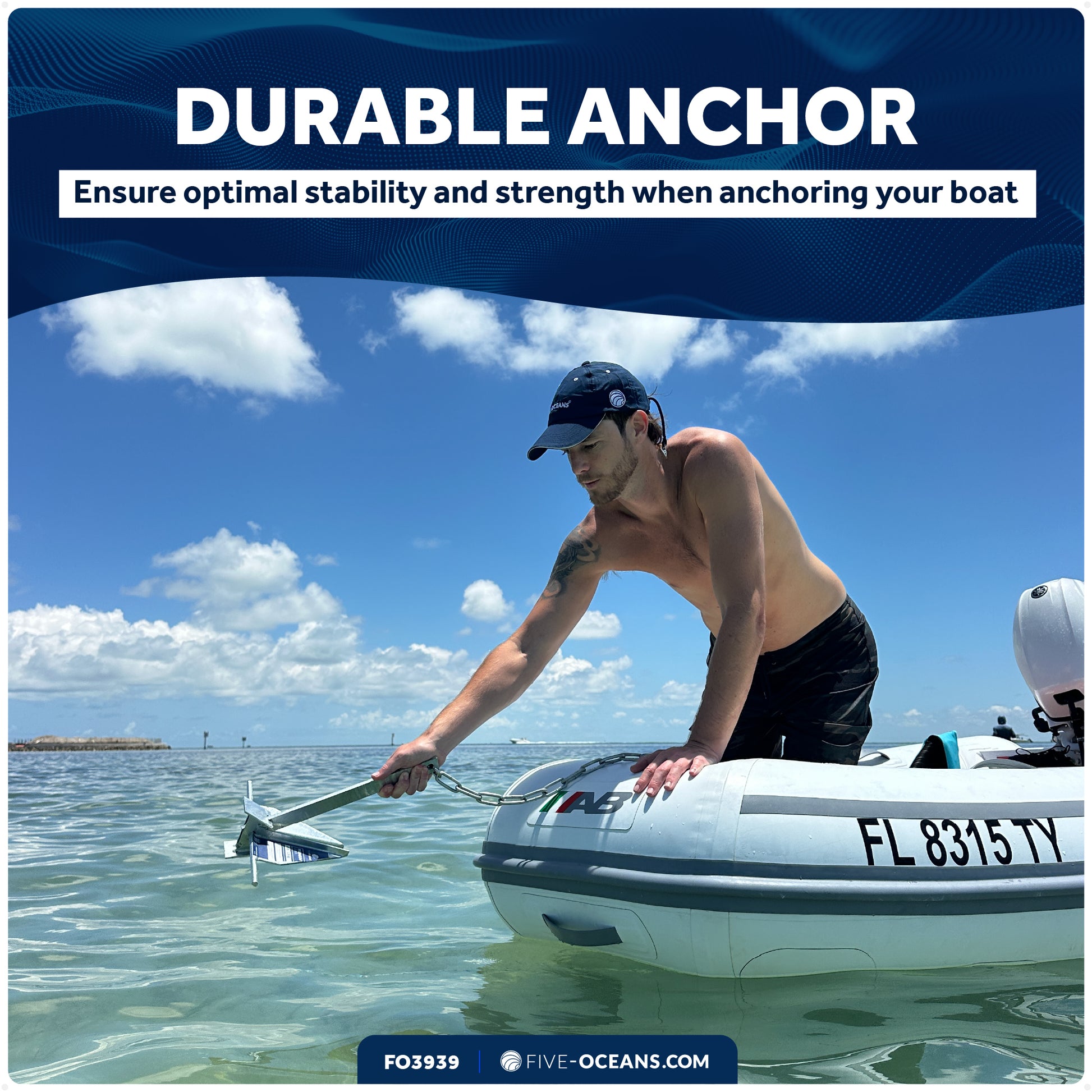 4 Lb Fluke Anchor, Hot Dipped Galvanized Steel - FO3939 - Five Oceans