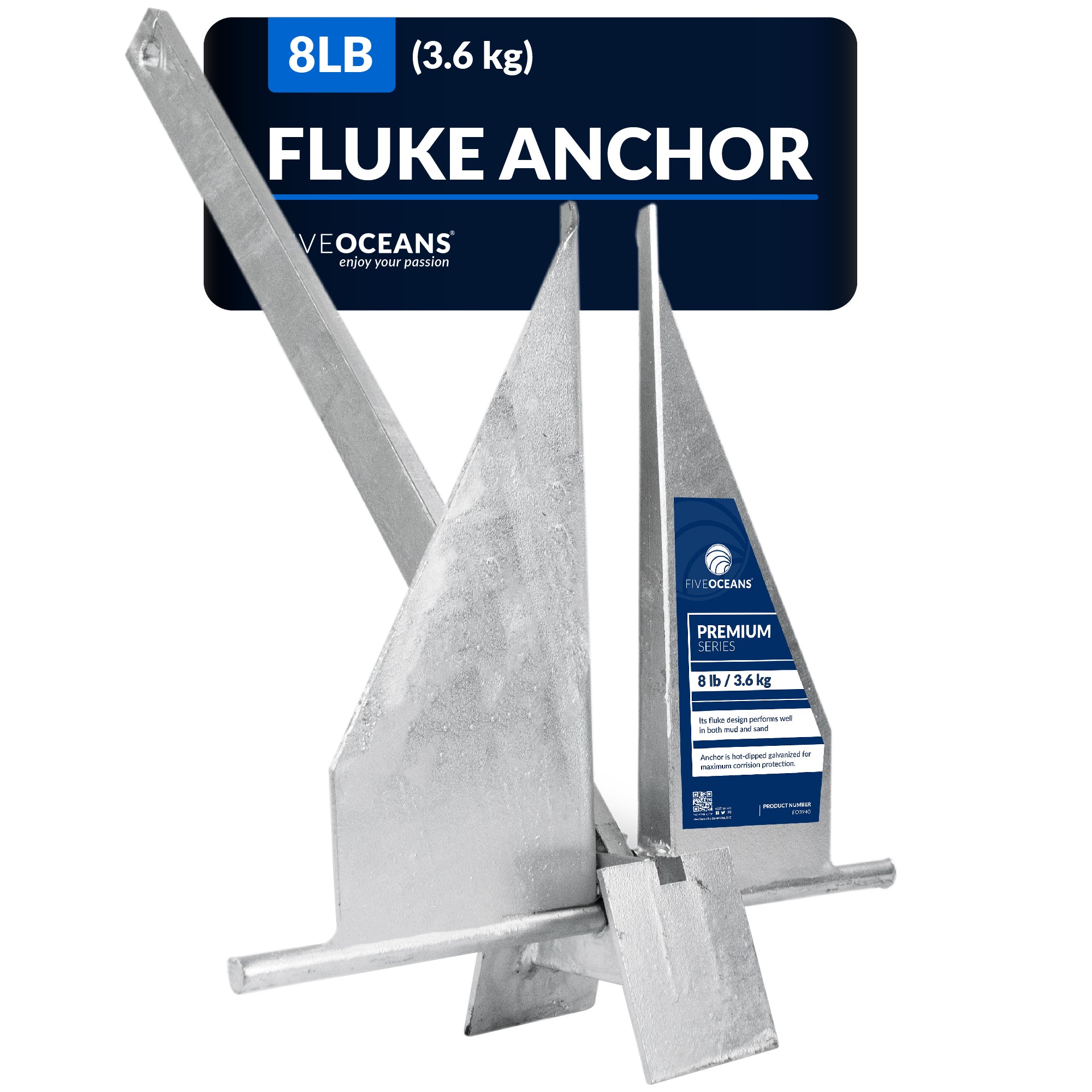 Fluke Anchor, 8 Lb Hot Dipped Galvanized Steel - FO3940
