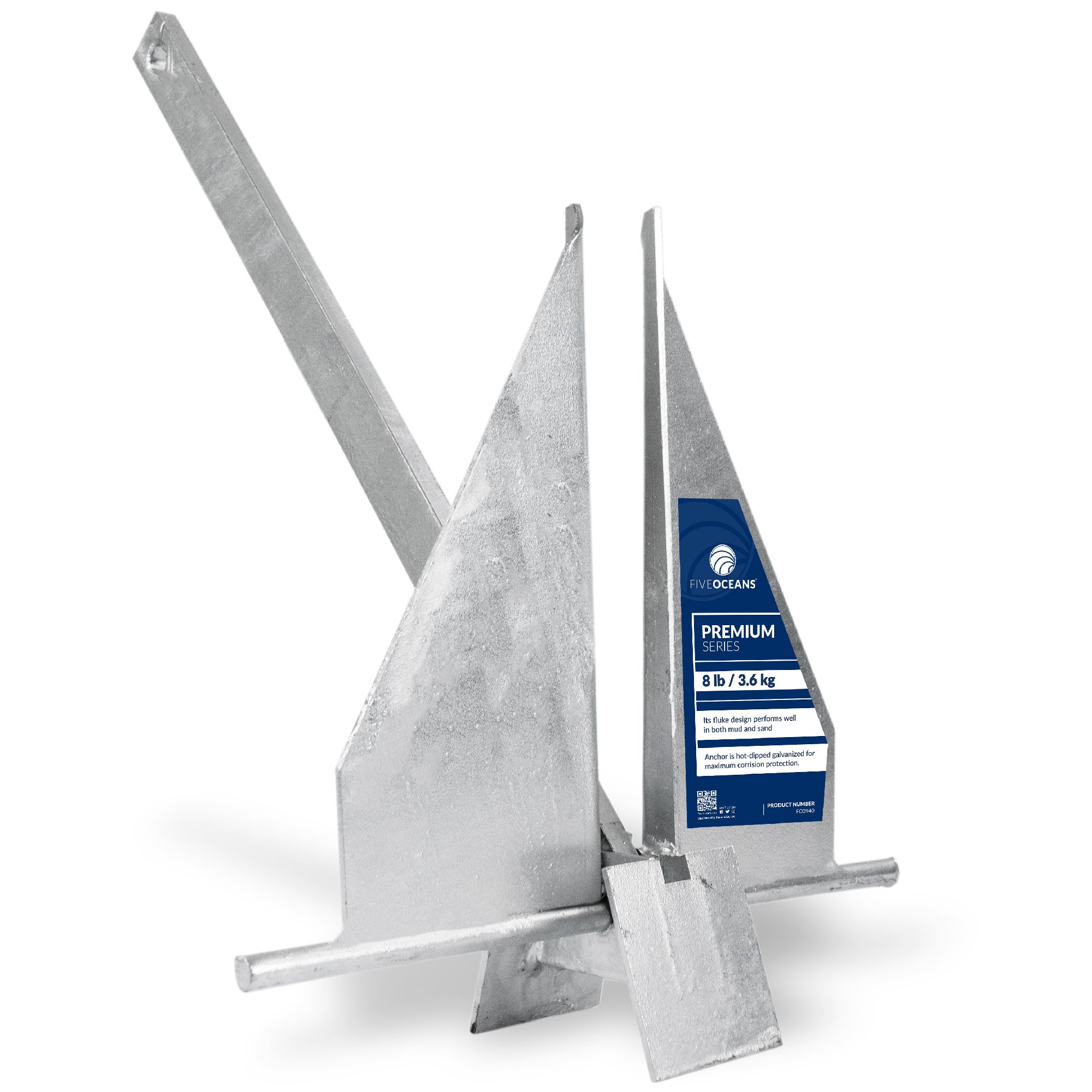8 Lb. Fluke Anchor, Galvanized Steel - FO3940 - Five Oceans