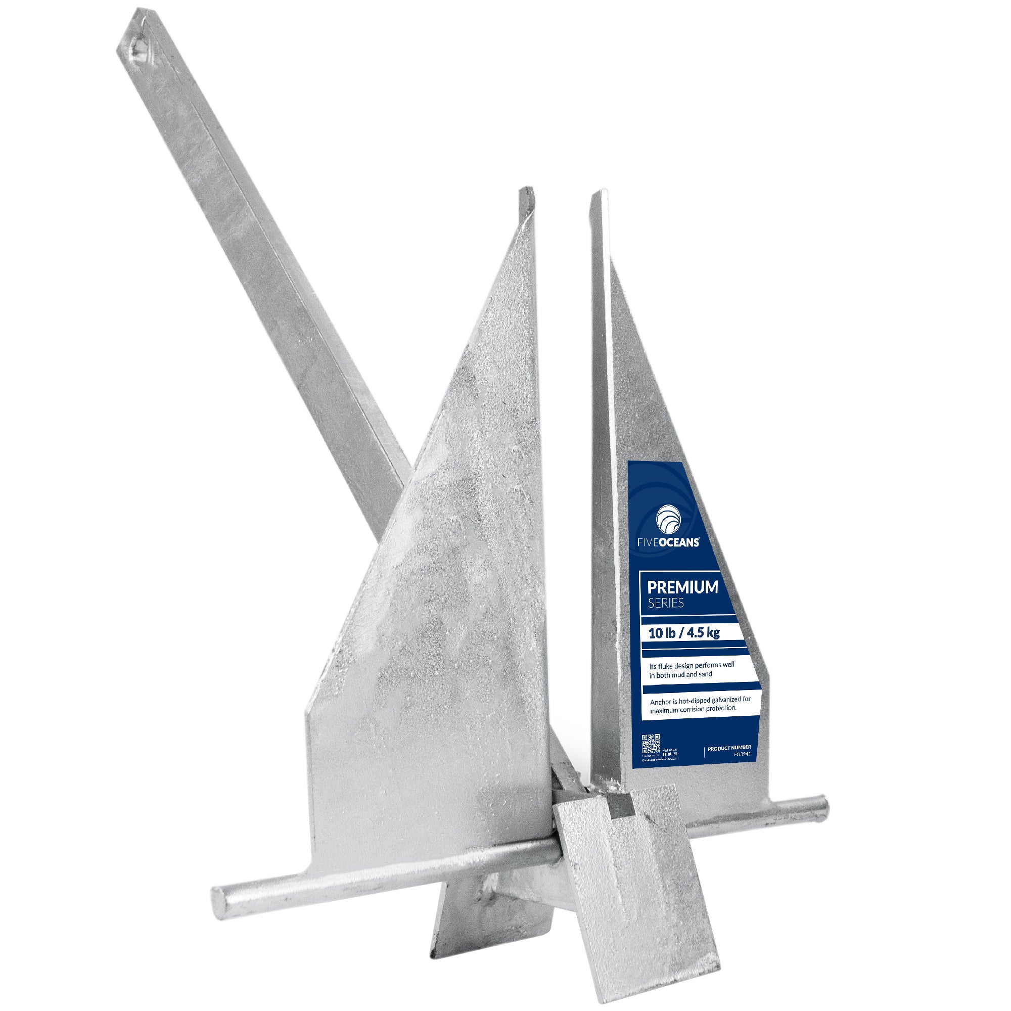 10 Lb. Fluke Anchor, Galvanized Steel - FO3941 - Five Oceans