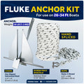 16 lb Fluke Anchor Kit - Hand-Spliced Rope & Chain
