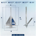 16 Lb. Fluke Anchor, Galvanized Steel - FO3942 - Five Oceans