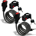 4' Keyed Bike Cable Lock with Mounting Bracket, 2-Pack - FO3956-M2 - Five Oceans