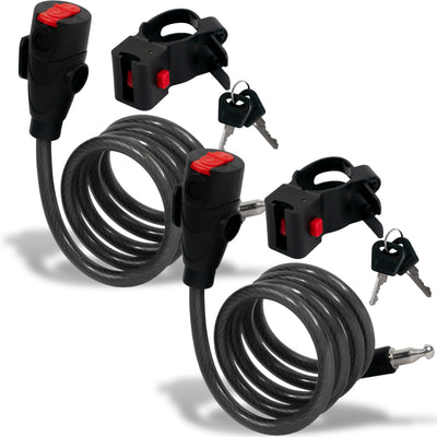 4' Keyed Bike Cable Lock with Mounting Bracket, 2-Pack - FO3956-M2 - Five Oceans