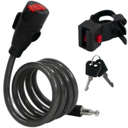 Bike Lock Cable, Keyed, with Mounting Bracket, 4' - FO3956