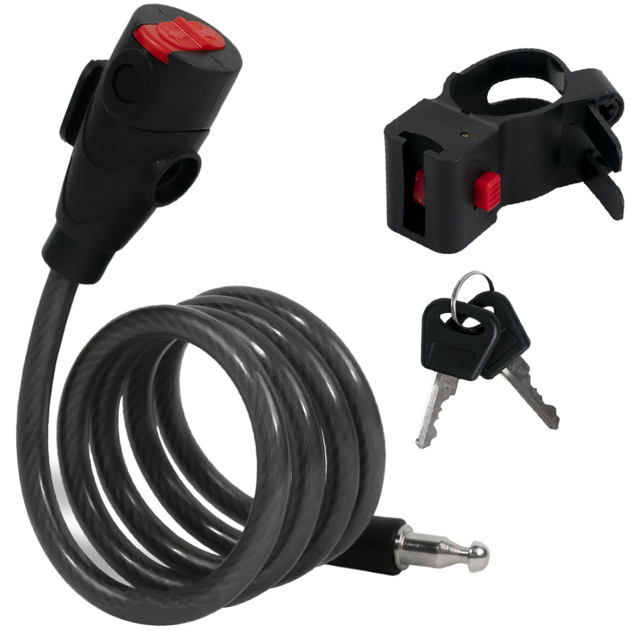 4' Keyed Bike Cable Lock with Mounting Bracket - FO3956 - Five Oceans