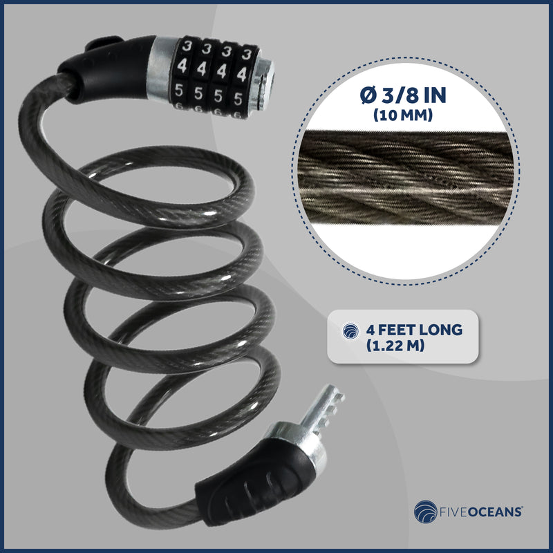 4' Bike Cable Lock with Combination Anti Theft, 2-Pack - FO3957-M2 - Five Oceans