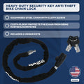 Bike Chain Lock, Keyed, with Mounting Bracket, 4' - FO3959 - Five Oceans