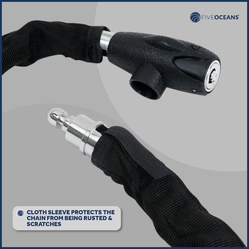 Bike Chain Lock, Keyed, with Mounting Bracket, 4' - FO3959 - Five Oceans