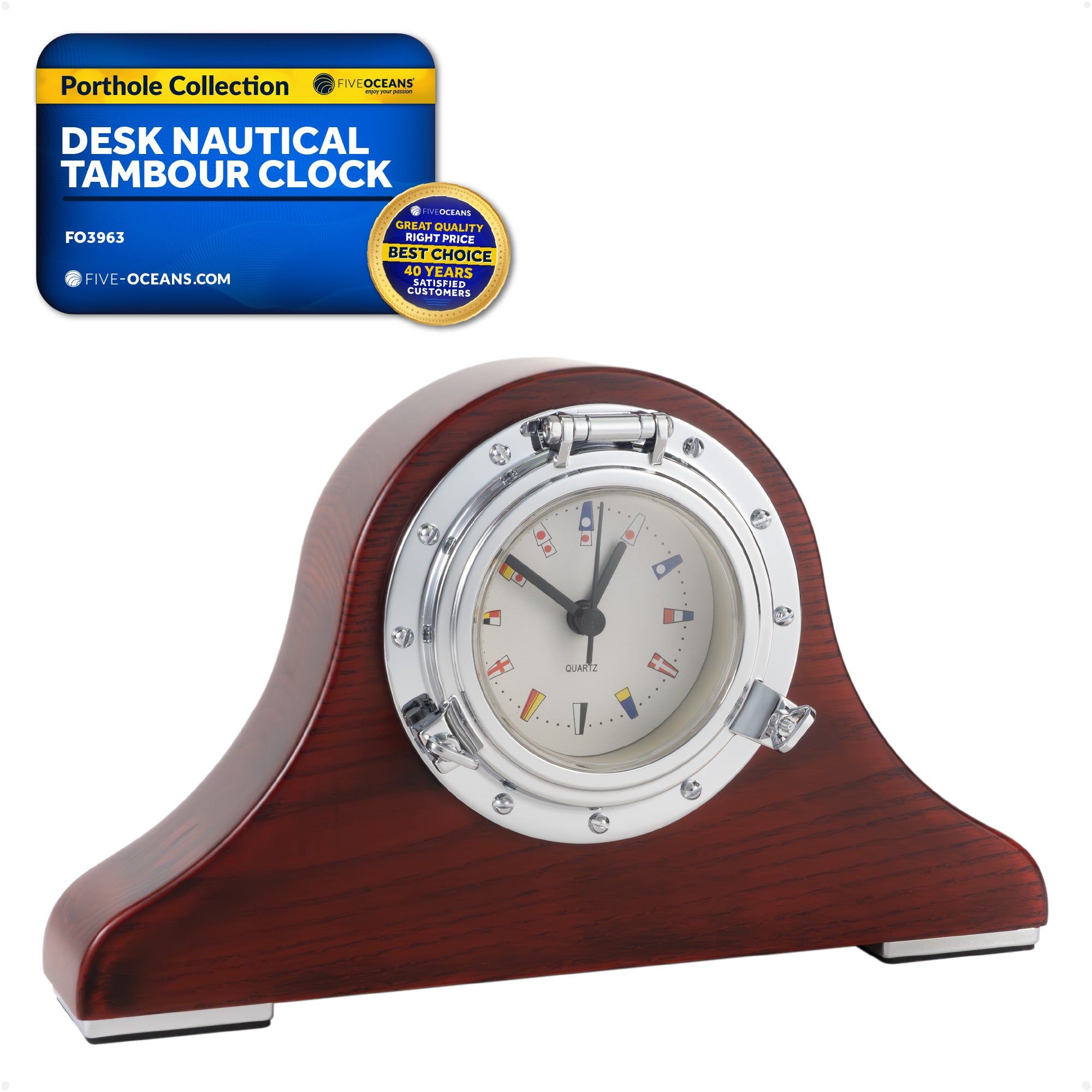 Porthole Collection Desk Nautical Tambour Clock - FO3963