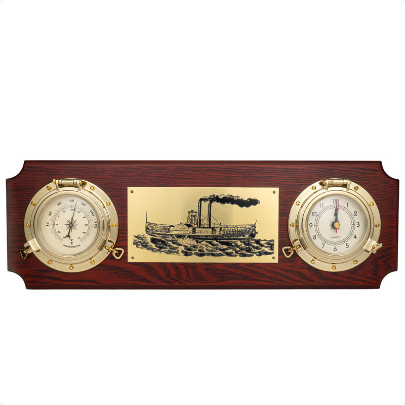 Nautical Porthole Collection Weather Center with Thermometer & Clock - FO3975 - Five Oceans