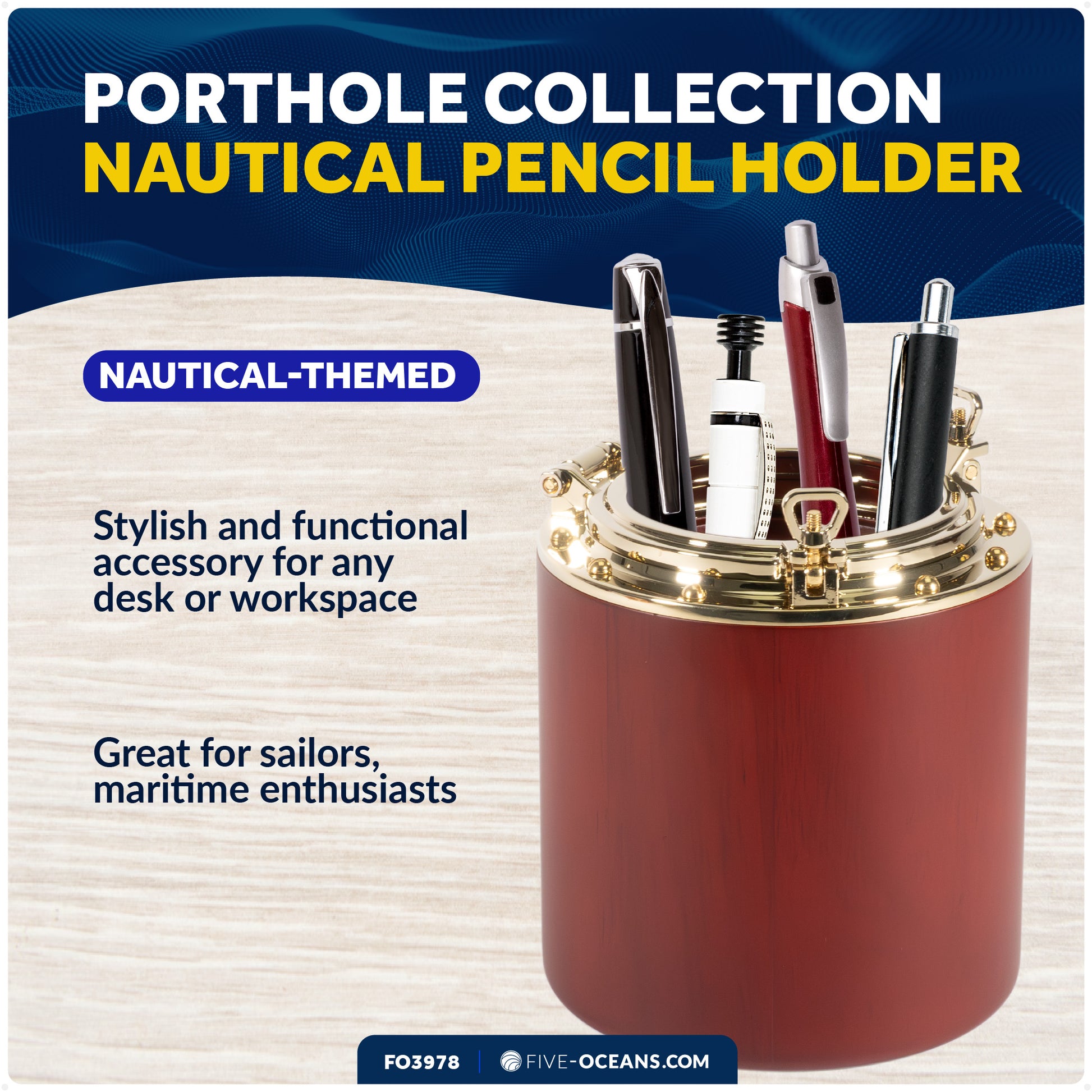 Porthole Collection Nautical Pencil Holder - FO3978 - Five Oceans