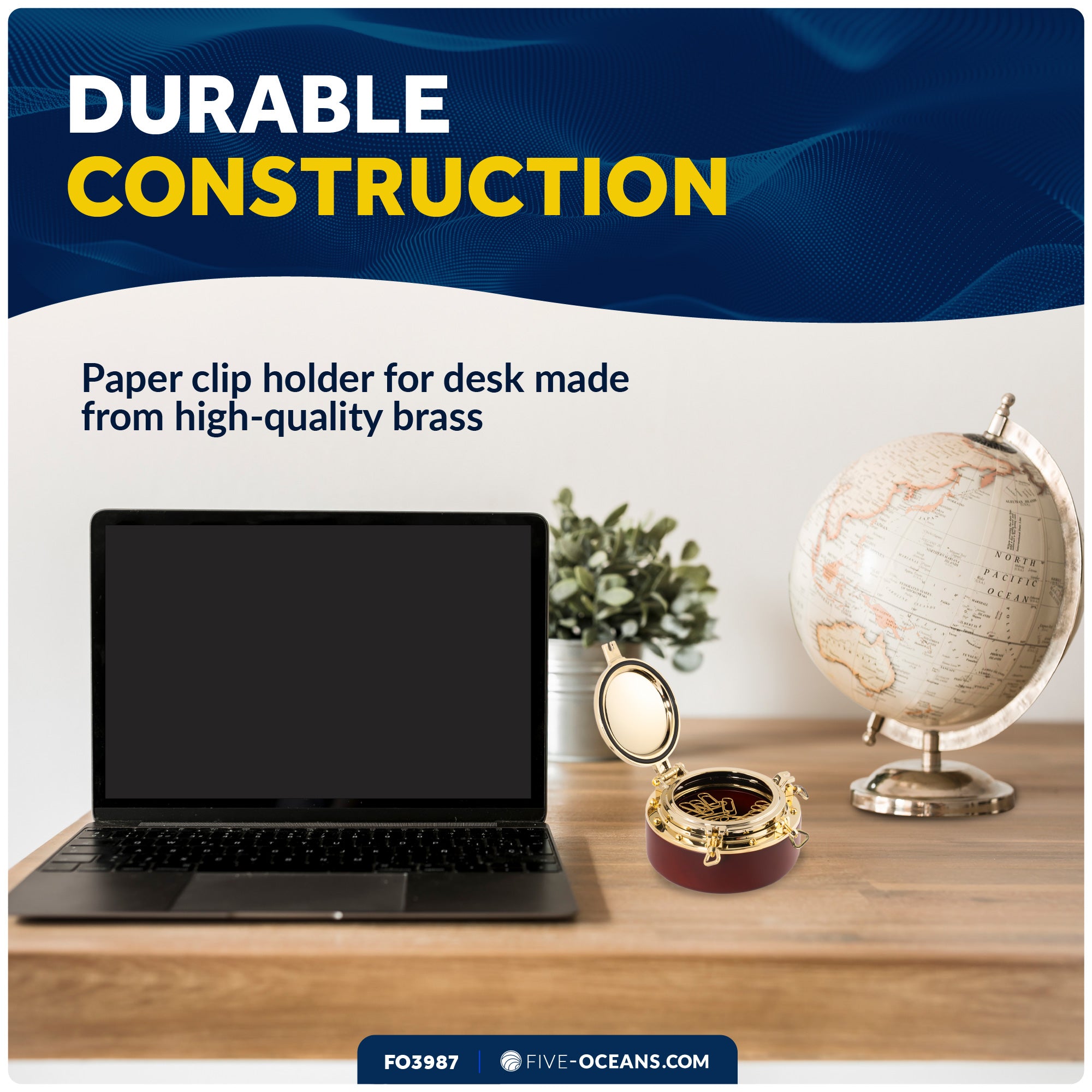 Porthole Collection Nautical Paper Clip Holder  - FO3987 - Five Oceans