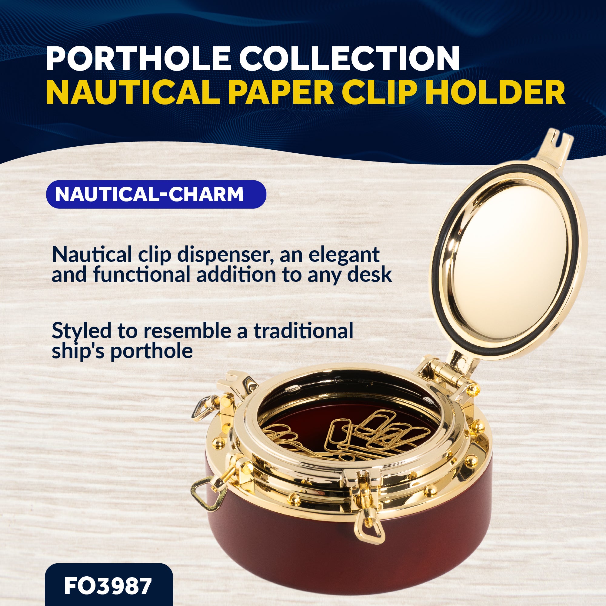 Porthole Collection Nautical Paper Clip Holder  - FO3987 - Five Oceans