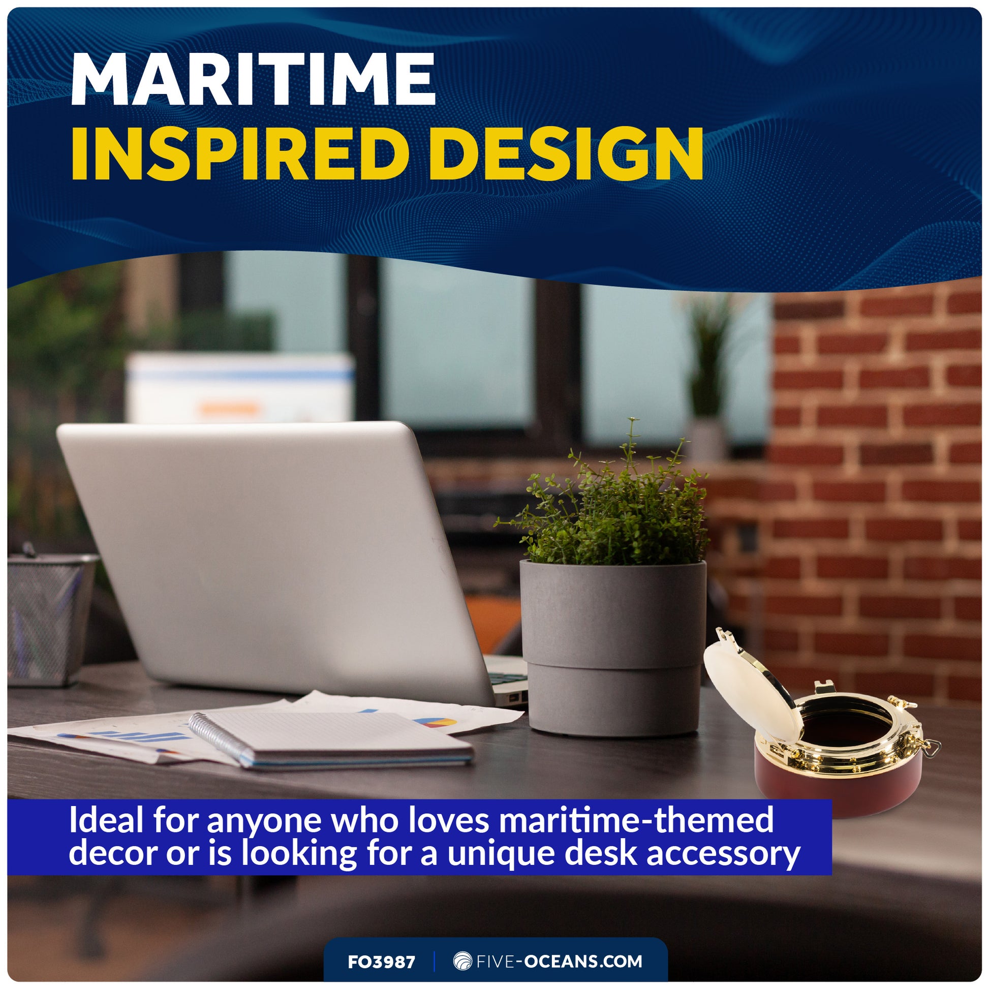 Porthole Collection Nautical Paper Clip Holder  - FO3987 - Five Oceans