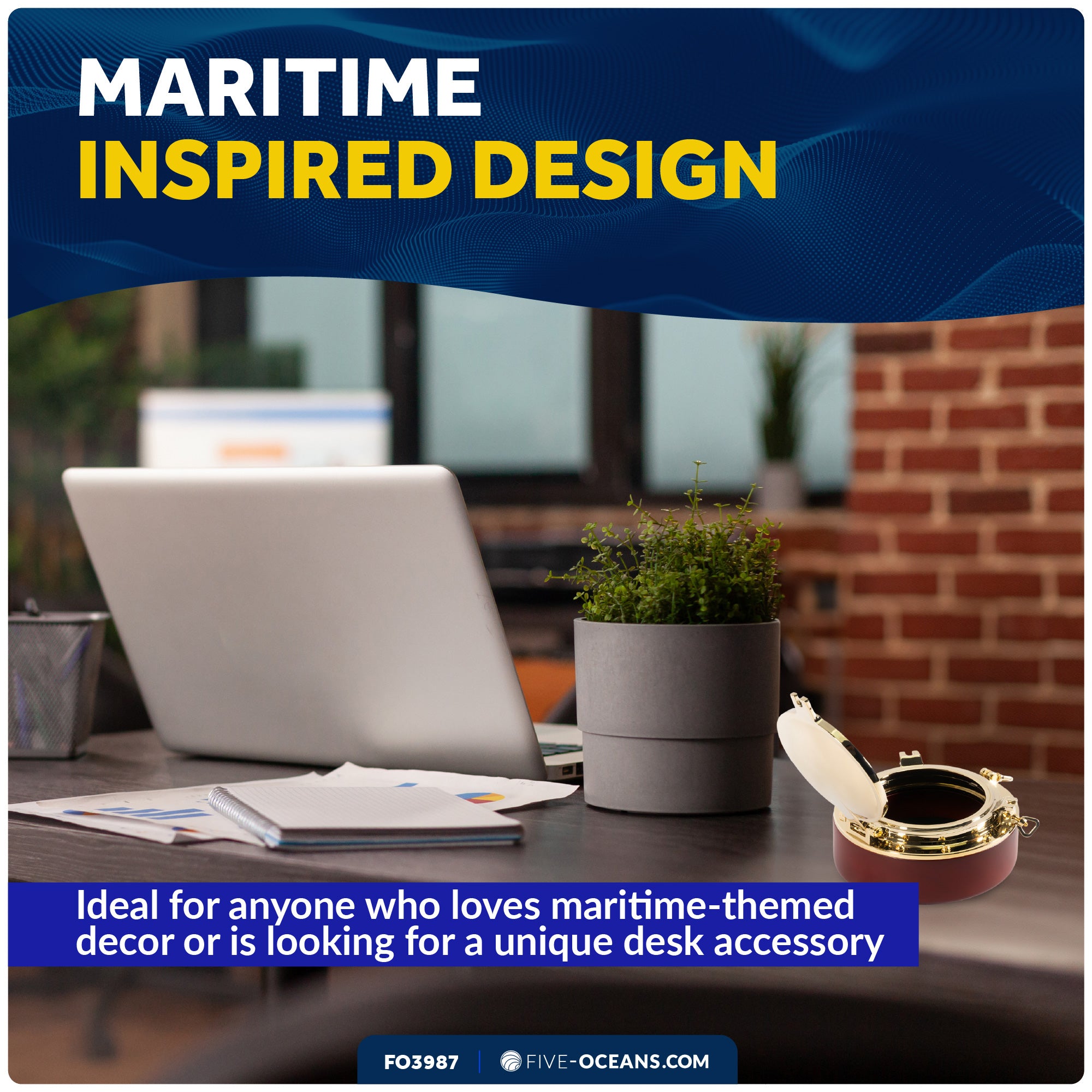 Porthole Collection Nautical Paper Clip Holder  - FO3987 - Five Oceans