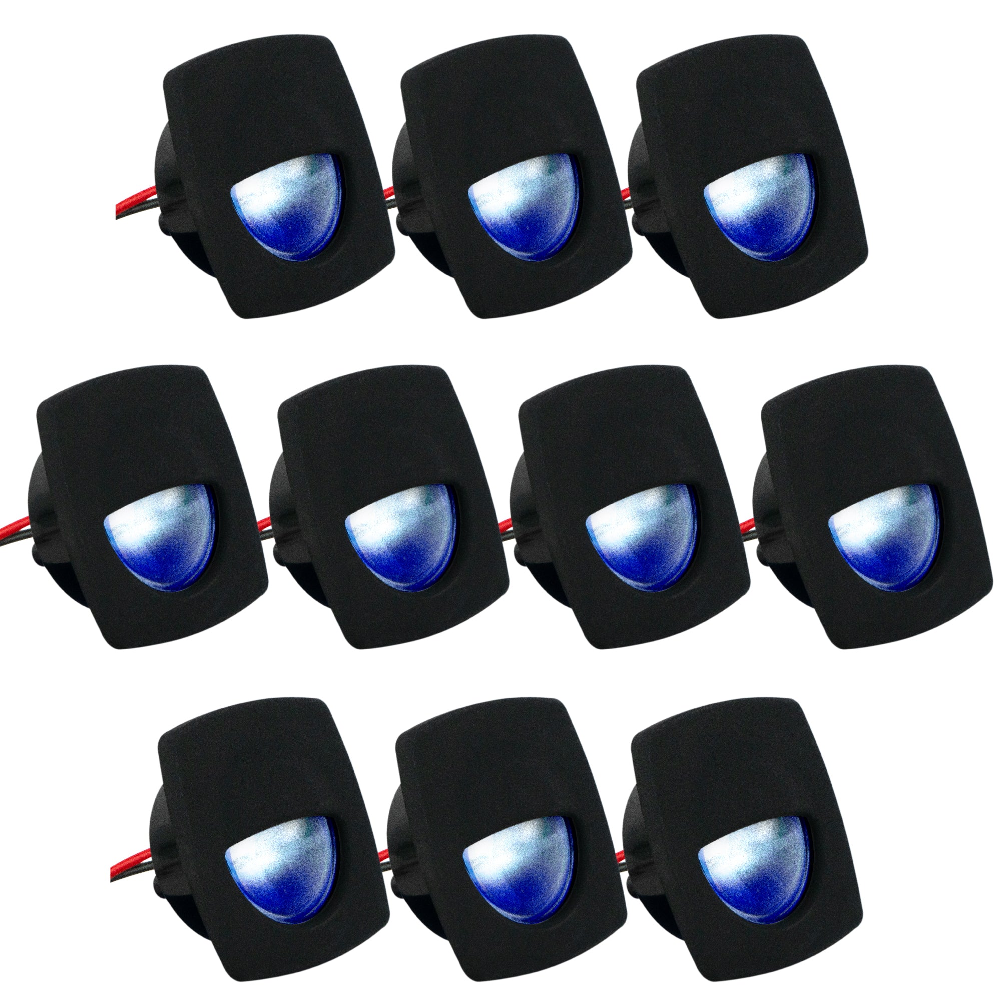 2-1/4" Square Courtesy Companion Way Light, Black Housing, Blue LED, 10-Pack - FO4002-M10