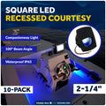 2-1/4" Square LED Recessed Courtesy / Companionway Light, Black Housing, Blue, 12V, 10-Pack - FO4002-M10 - Five Oceans