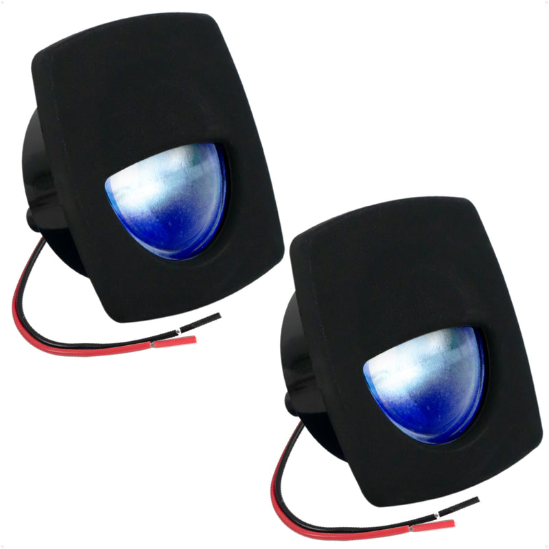 2-1/4" Square LED Recessed Courtesy / Companionway Light, Black Housing, Blue, 12V, 2-Pack - FO4002-M2 - Five Oceans