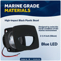 2-1/4" Square LED Recessed Courtesy / Companionway Light, Black Housing, Blue, 12V, 2-Pack - FO4002-M2 - Five Oceans