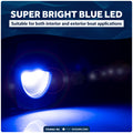 2-1/4" Square LED Recessed Courtesy / Companionway Light, Black Housing, Blue, 12V, 2-Pack - FO4002-M2 - Five Oceans