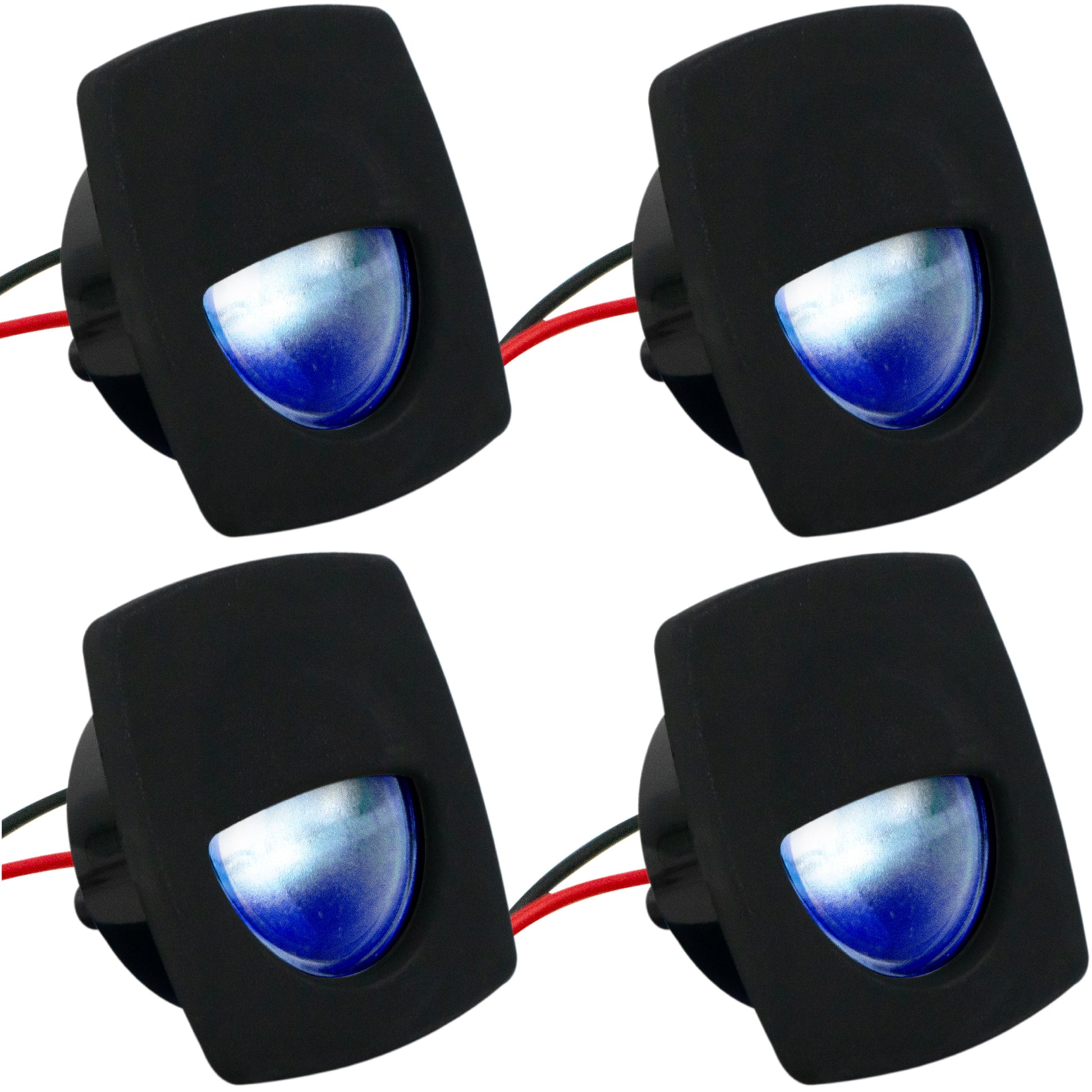2-1/4" Square Courtesy Companion Way Light, Black Housing, Blue LED, 4-Pack - FO4002-M4 - Five Oceans