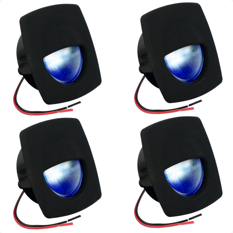 2-1/4" Square LED Recessed Courtesy / Companionway Light, Black Housing, Blue, 12V, 4-Pack - FO4002-M4 - Five Oceans