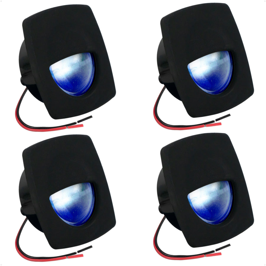 2-1/4" Square LED Recessed Courtesy / Companionway Light, Black Housing, Blue, 12V, 4-Pack - FO4002-M4 - Five Oceans