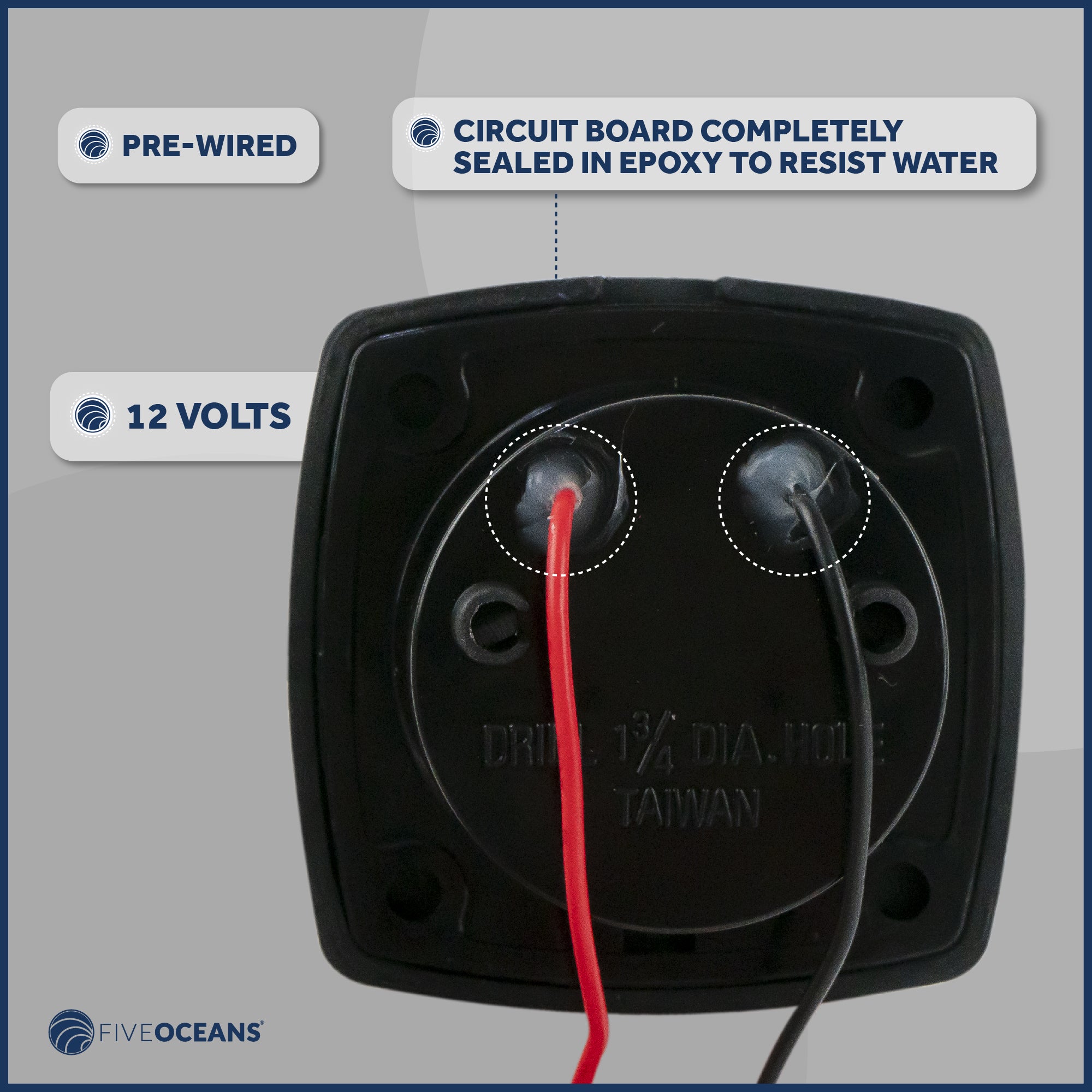 2-1/4" Square Courtesy Companion Way Light, Black Housing, Blue LED, 4-Pack - FO4002-M4 - Five Oceans