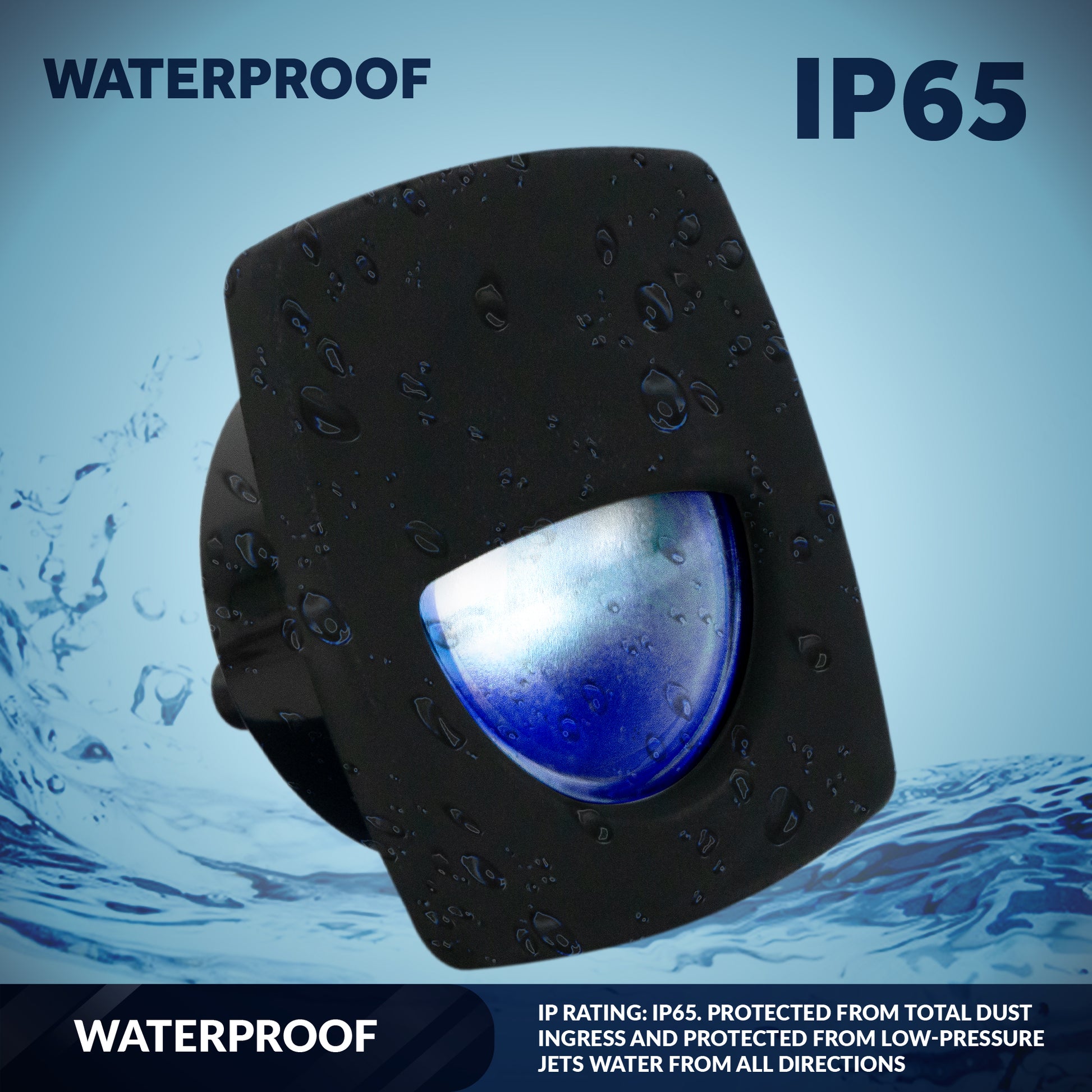 2-1/4" Square Courtesy Companion Way Light, Black Housing, Blue LED, 4-Pack - FO4002-M4 - Five Oceans