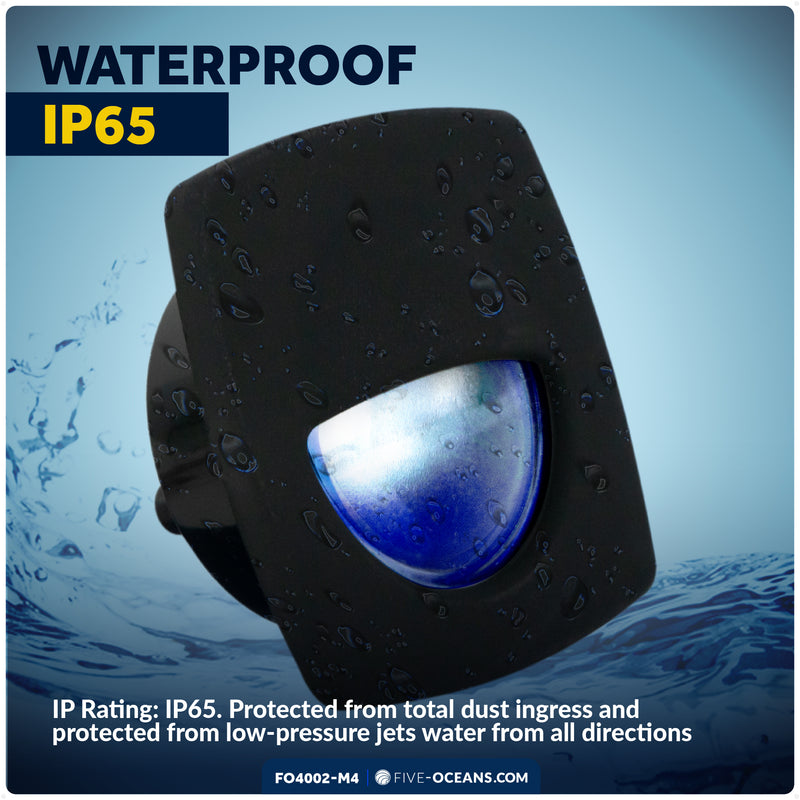 2-1/4" Square LED Recessed Courtesy / Companionway Light, Black Housing, Blue, 12V, 4-Pack - FO4002-M4 - Five Oceans