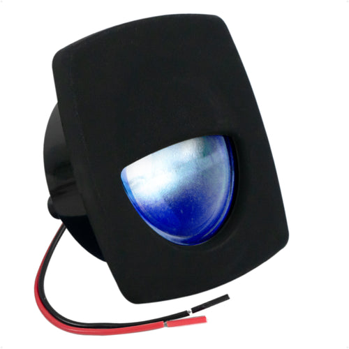 2-1/4" Square LED Recessed Courtesy / Companionway Light, Black Housing, Blue, 12V