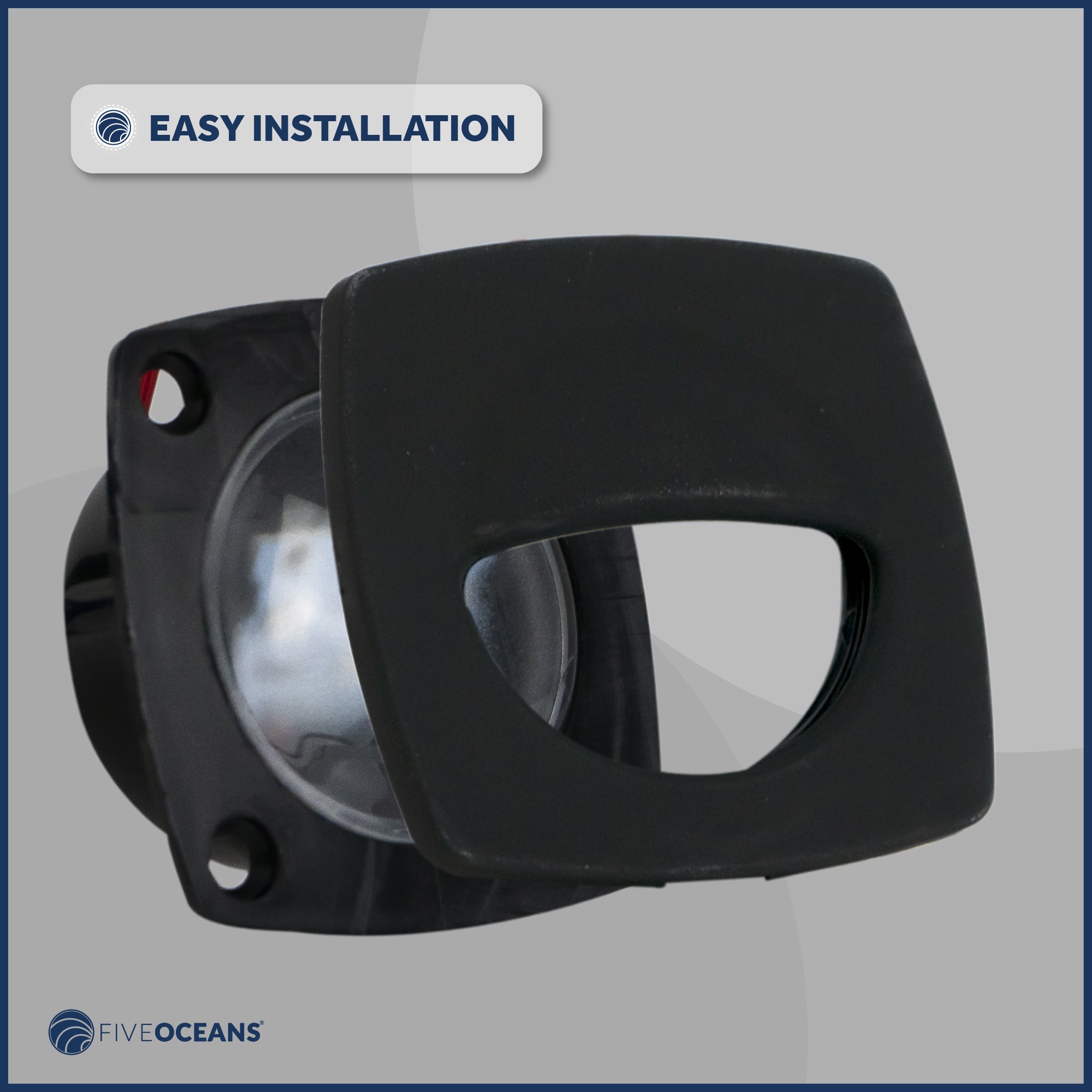 2-1/4" Square Courtesy Companion Way Light, Black Housing, Blue LED - FO4002 - Five Oceans