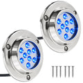 LED Underwater Light, Blue, AISI316 Stainless Steel, 10-30V, 2-Pack