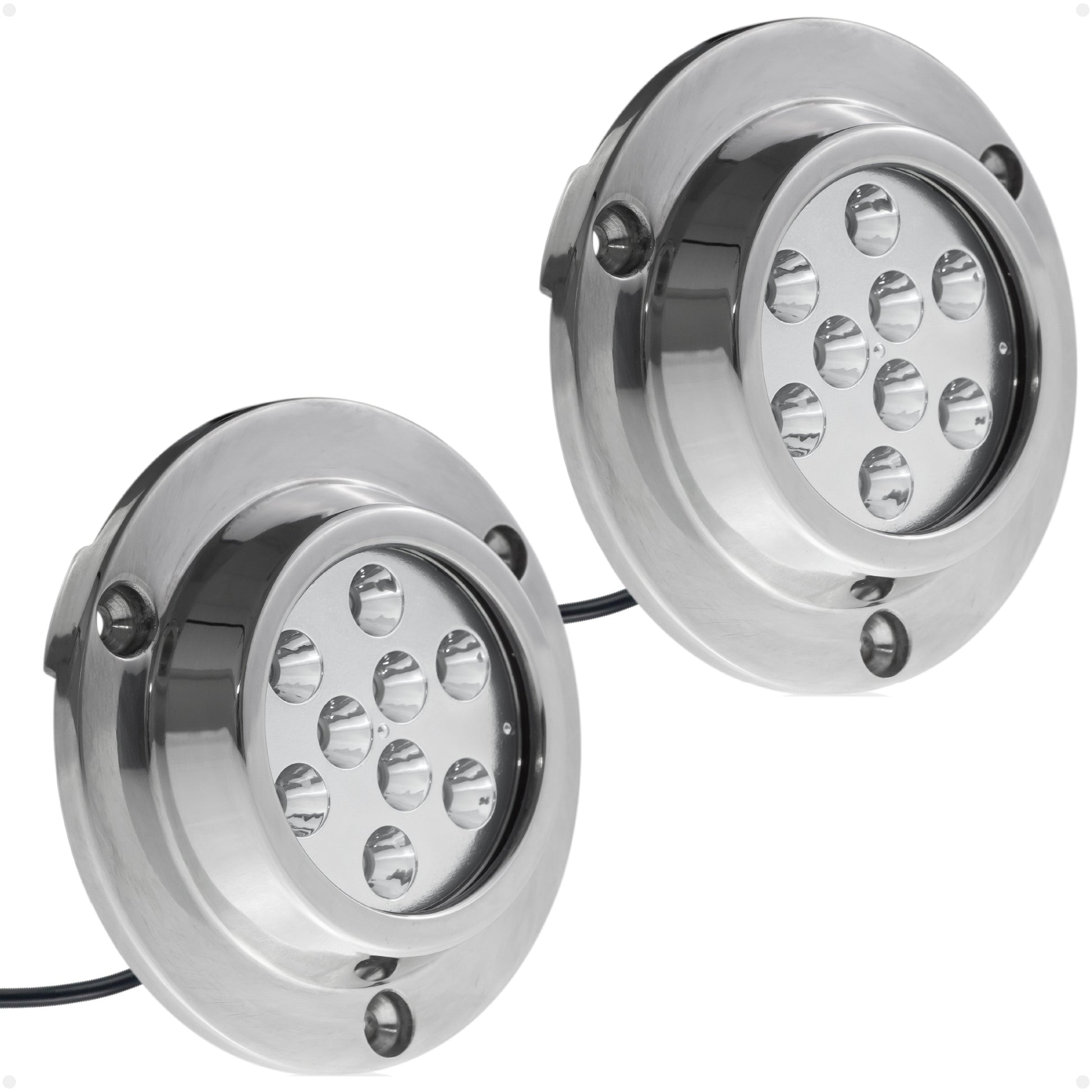 LED Underwater Light, Blue, AISI316 Stainless Steel, 10-30V, 2-Pack - FO4005-M2 - Five Oceans
