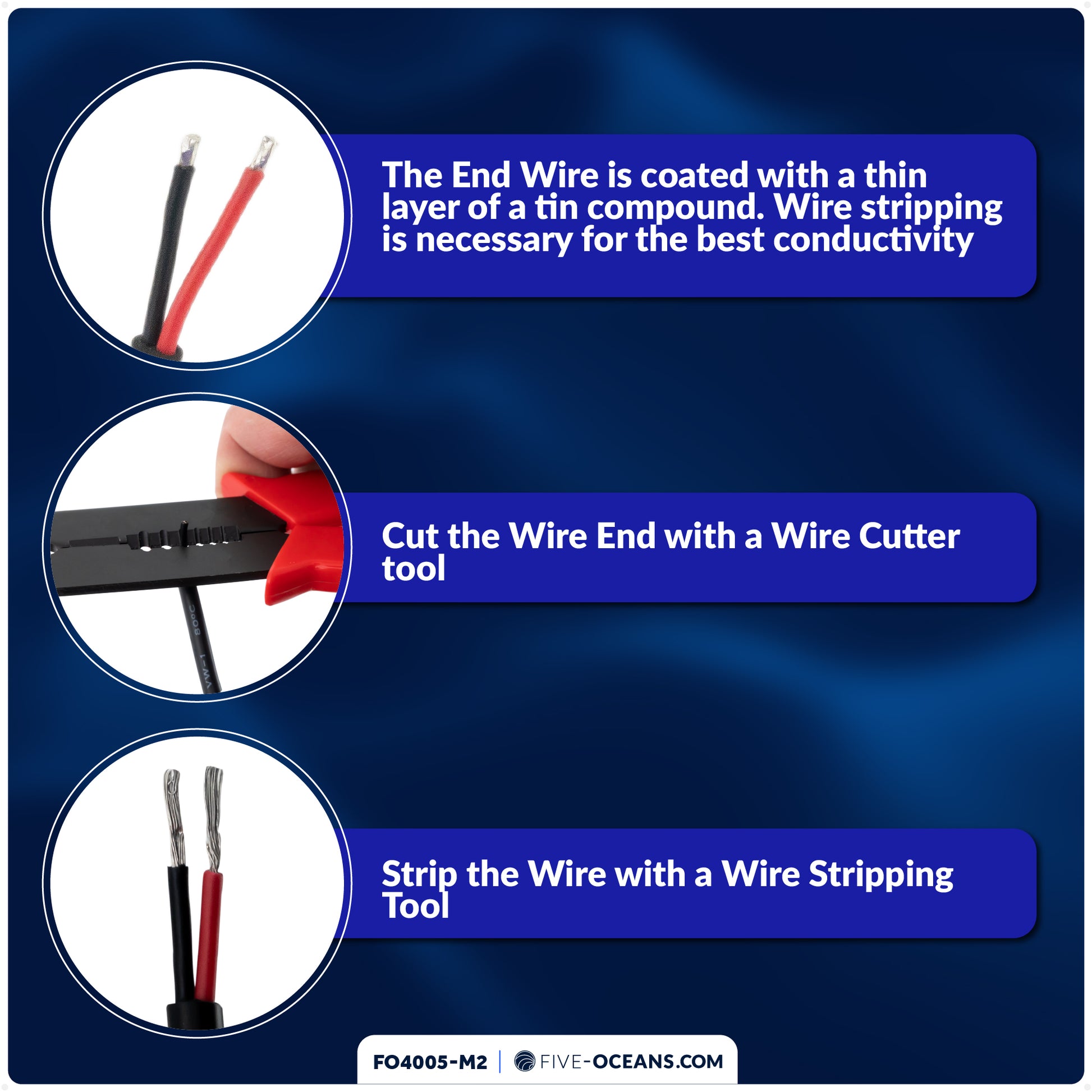 LED Underwater Light, Blue, AISI316 Stainless Steel, 10-30V, 2-Pack - FO4005-M2 - Five Oceans