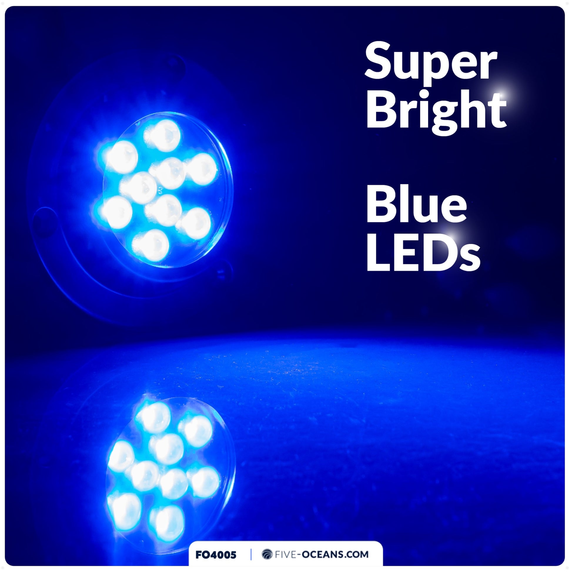 Underwater Boat Light,  Stainless Steel, Blue LED - FO4005 - Five Oceans