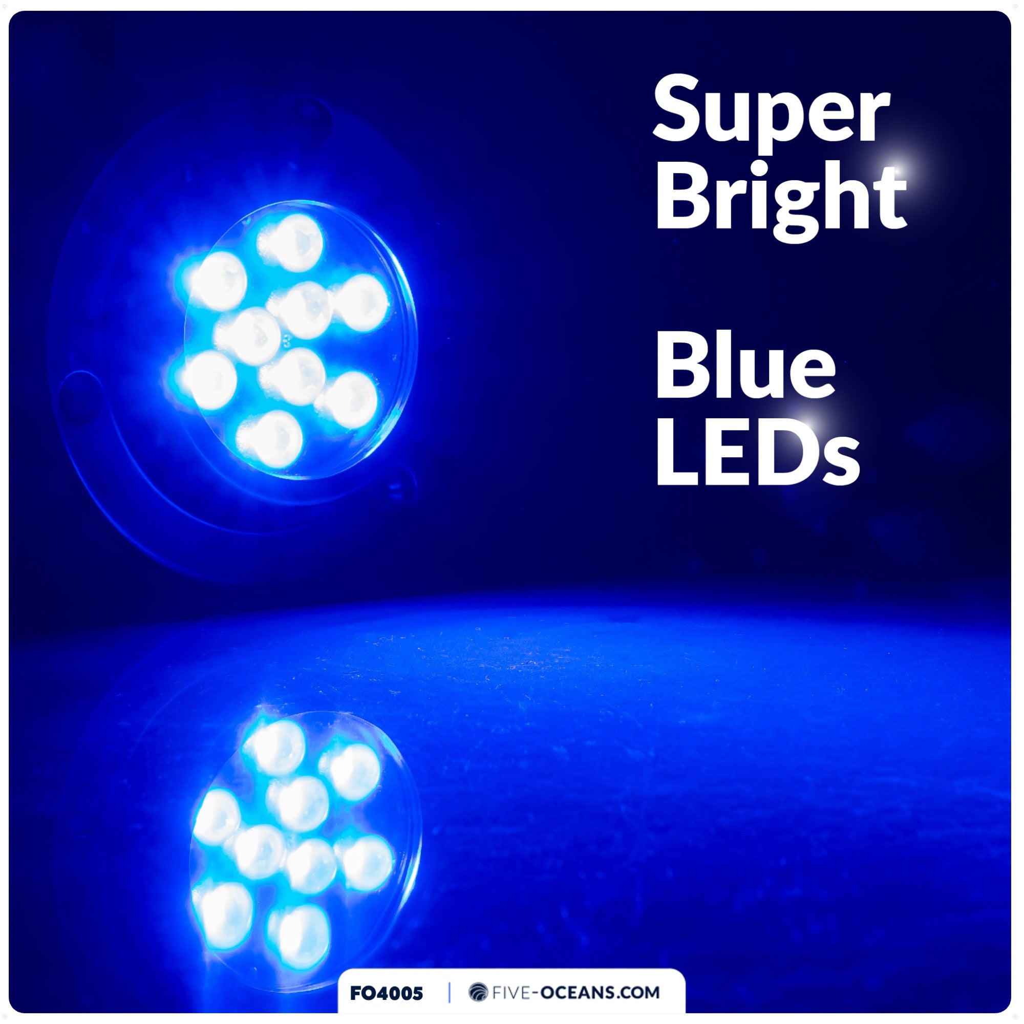 Underwater Boat Light,  Stainless Steel, Blue LED - FO4005 - Five Oceans