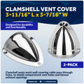 Clamshell Vent Cover, Base 3-11/16" L x 3-7/16" W, Stainless Steel, 2-Pack - FO4010-M2 - Five Oceans