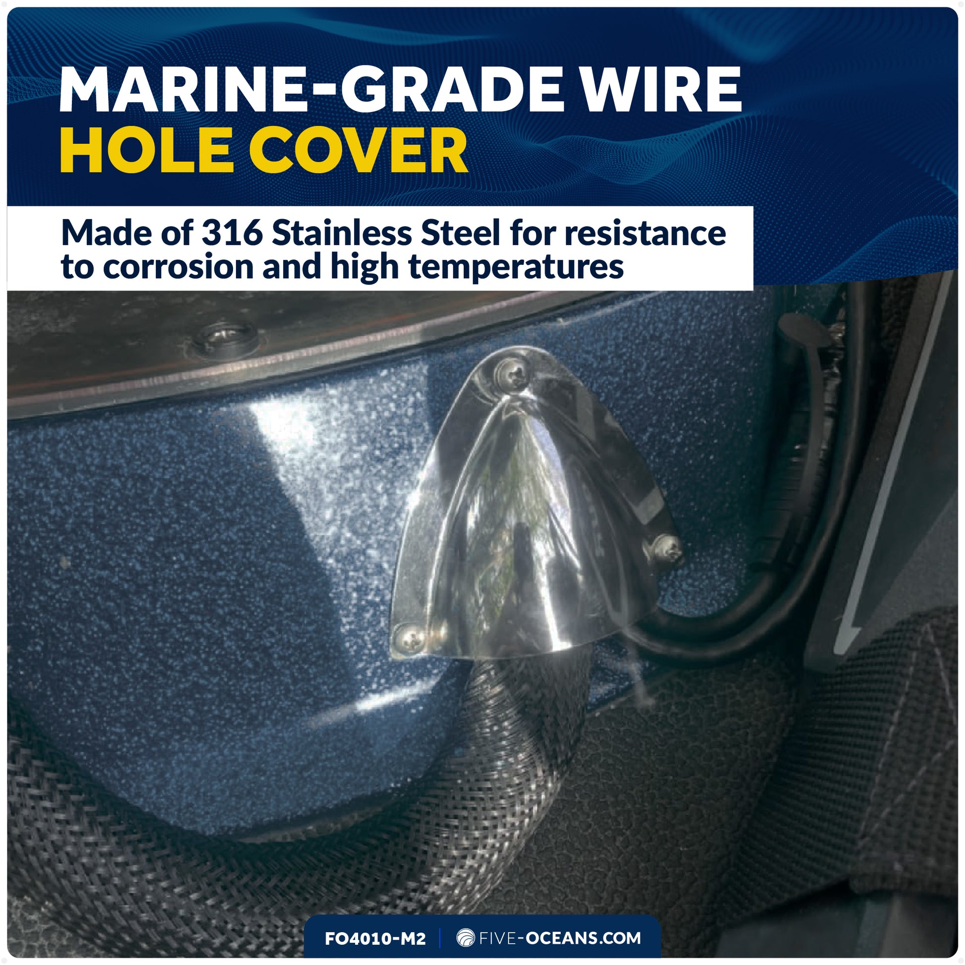 Clamshell Vent Cover, Base 3-11/16" L x 3-7/16" W, Stainless Steel - 2-Pack - FO4010-M2 - Five Oceans