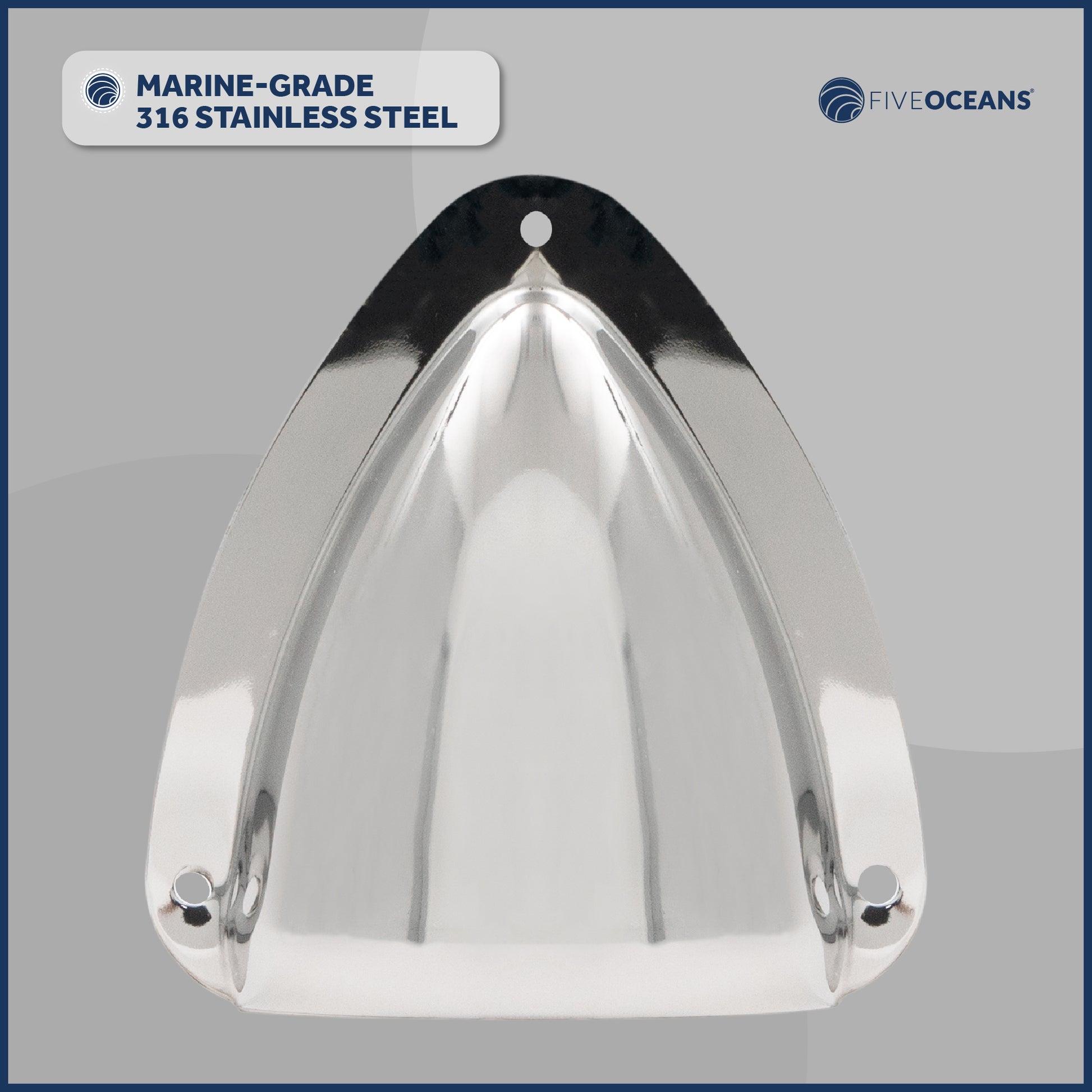 Clamshell Vent Cover, Base 3-11/16" L x 3-7/16" W, Stainless Steel - 2-Pack - FO4010-M2 - Five Oceans