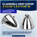 Clamshell Vent Cover, Base 3-11/16" L x 3-7/16" W, Stainless Steel - FO4010 - Five Oceans