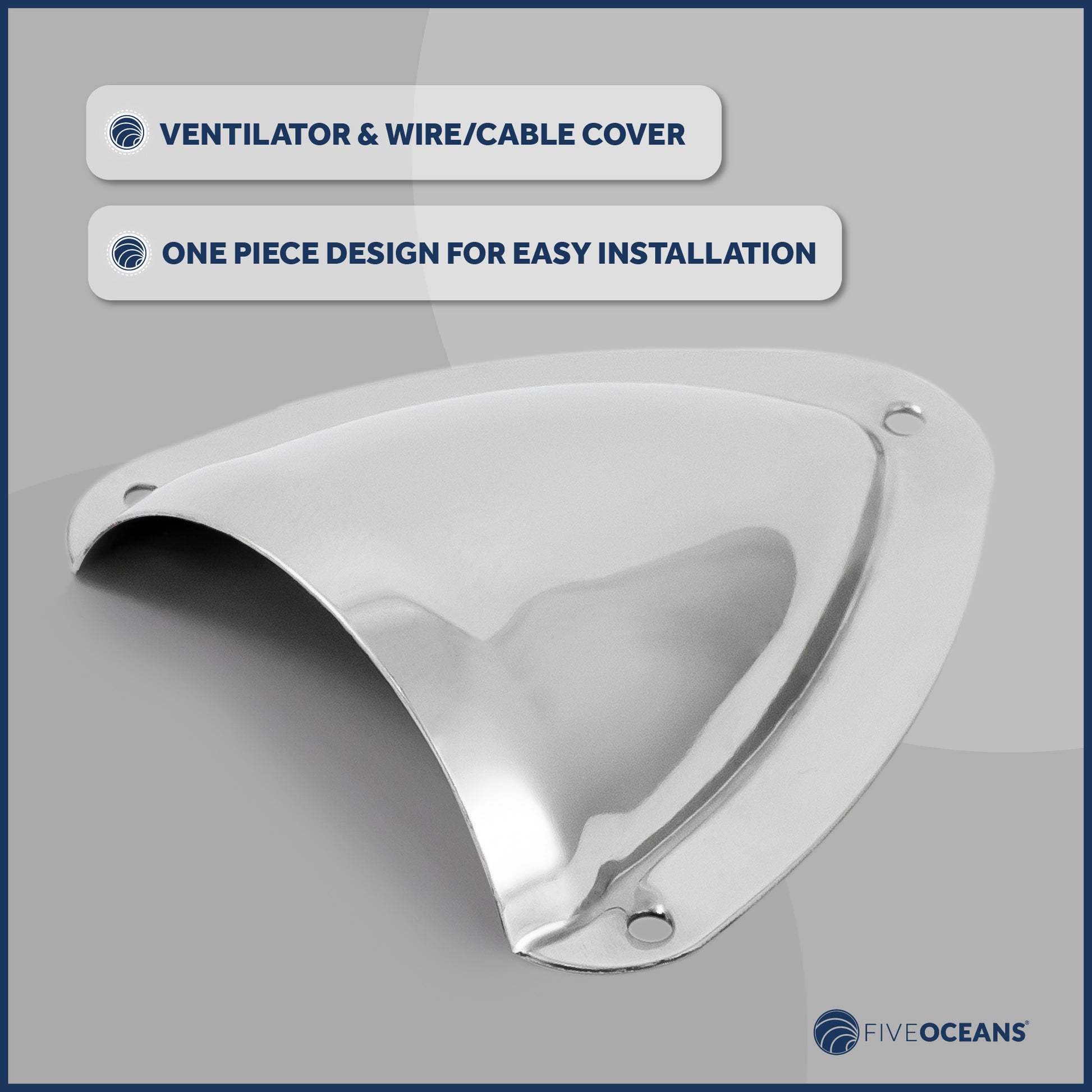 Clamshell Vent Cover, Base 3-11/16" L x 3-7/16" W, Stainless Steel - FO4010 - Five Oceans