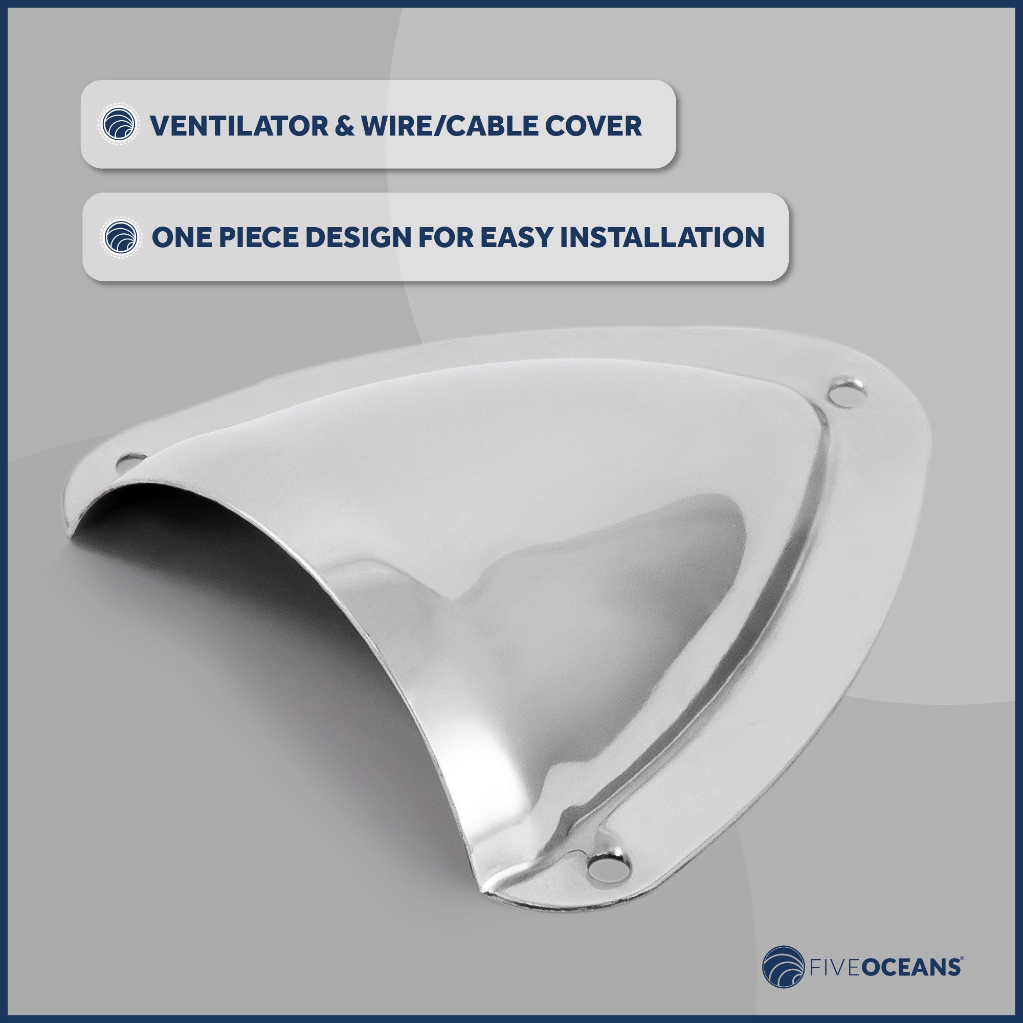 Clamshell Vent Cover, Base 3-11/16" L x 3-7/16" W, Stainless Steel - FO4010 - Five Oceans